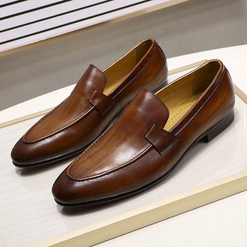 Men Formal Wear Brown - 男性用の本革モカシン,夏と秋の靴,結婚式,ダンス,パーティー,黒,茶色