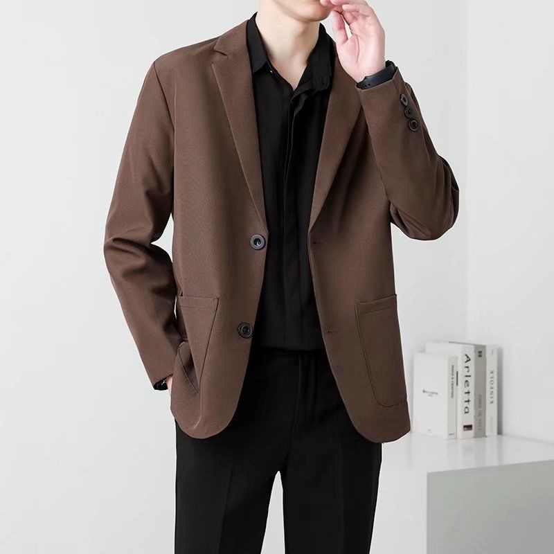 Men Formal Wear Brown - メンズフィットオフィススーツジャケット,フォーマルビジネスジャケット,ソーシャルドレス,ブラウンとブラックのブレザー,ファッショナブルな春の服,S-3XL
