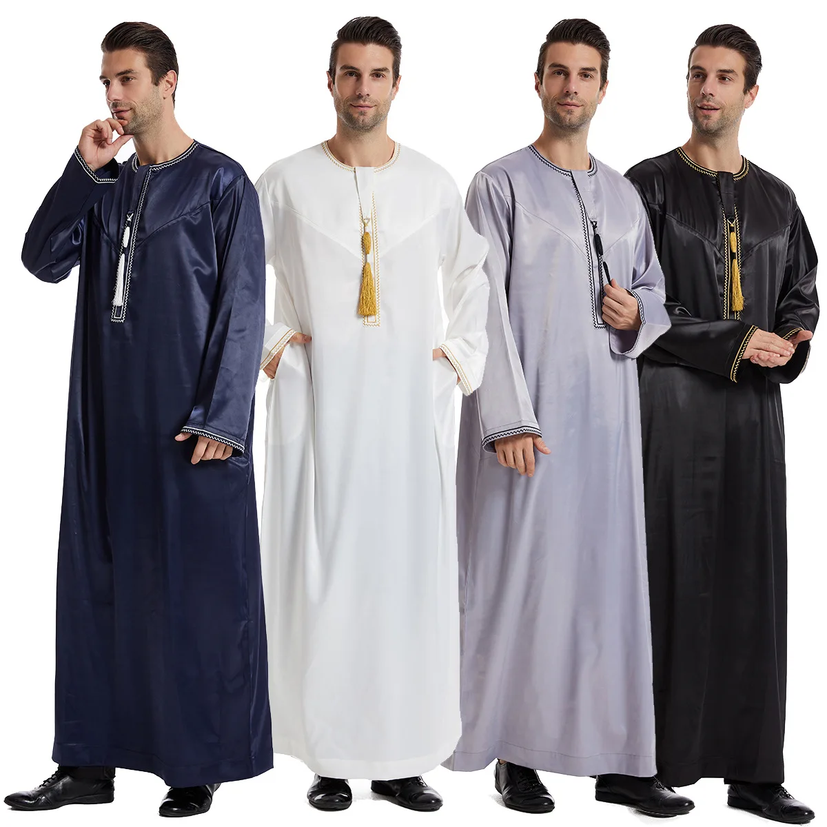 Arabic Formal Wear Men - イスラム教徒の男性用イードドレス、ジュバ、トーブ、メンズアバヤ、イスラム教のイード2026、ラマダンロングローブ、サウジムスリムウェア、カフタン、ドバイアラブドレス