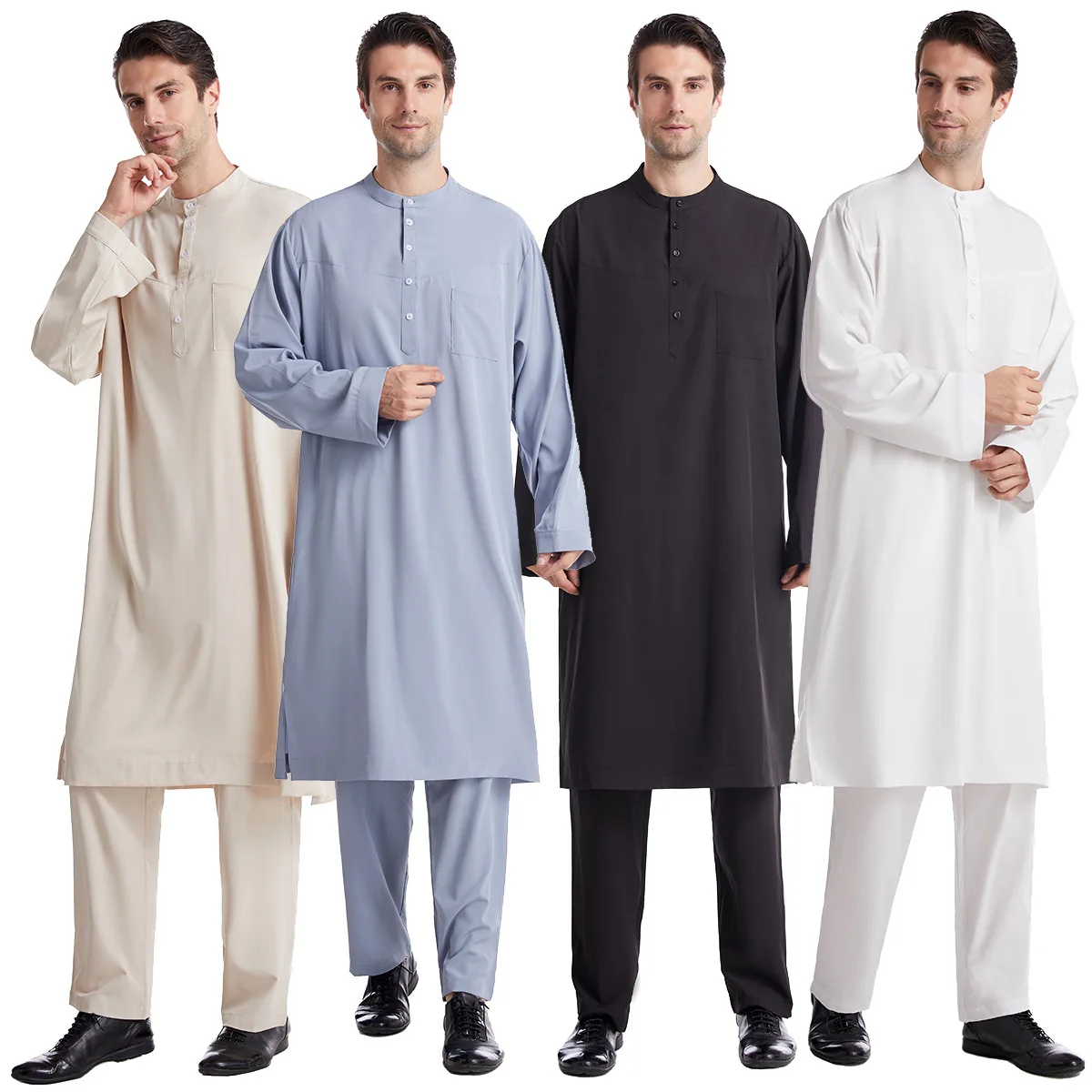 Arabic Formal Wear Men - ムスリム男性用ジュバ・トーブ2ピースセット、トップスとパンツ、メンズアバヤ、ロングイスラム教徒のイード2026ラマダンロングローブ、サウジウェア、カフタン、ドバイ、アラブ