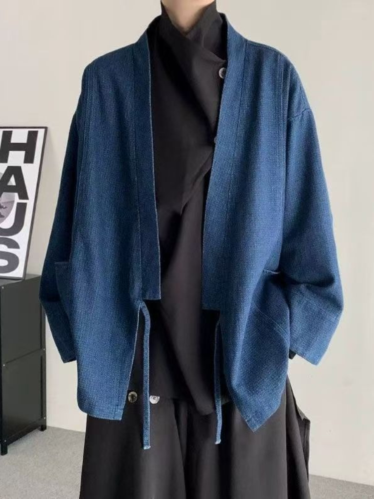 Men Formal Wear Coat - ヴィンテージ和風デニムコート男性女性ユニセックス特大デイリー春秋トレンディジーンズジャケット長袖カーディガン