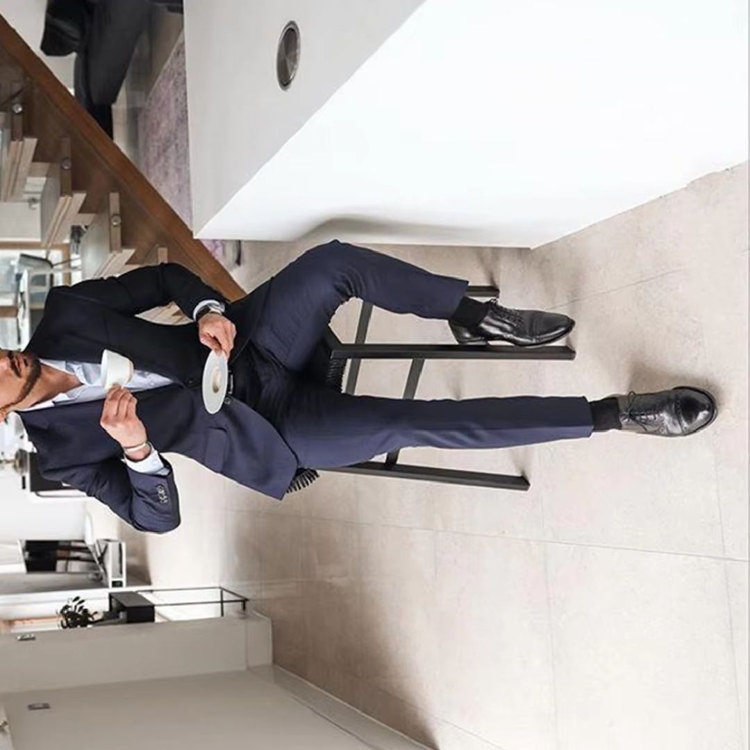 Men'S Formal Dinner Wear - ネイビーブルーの2ピースメンズタキシードスーツ、花婿の付添人、ベストマン、結婚式、パーティー、ディナー向け、最新デザイン、カジュアルフォーマルウェア、ジャケットとパンツ