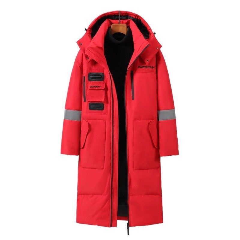 Men Formal Wear Coat - メンズ冬用フード付きロングダウンジャケット、カップル向けダックダウンコート、高品質男性用膝丈冬用ジャケット、厚手暖かいコート