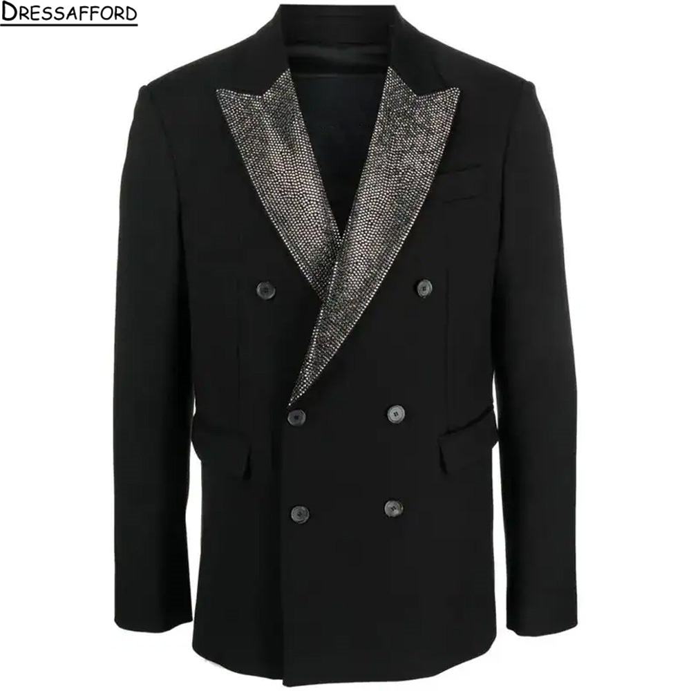 Elegant Formal Men'S Wear - フォーマルダイヤモンドラグジュアリースーツセット メンズ エレガントシングルブレストタキシードセット クラシックブレザーパンツ クリスタルメンズスーツ