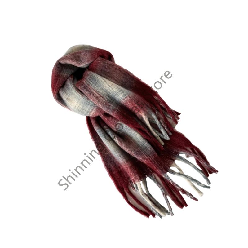 M68A ファッションスカーフソフトモヘアチェック柄ネックス - Men Formal Wear With Scarf のレビューと価格