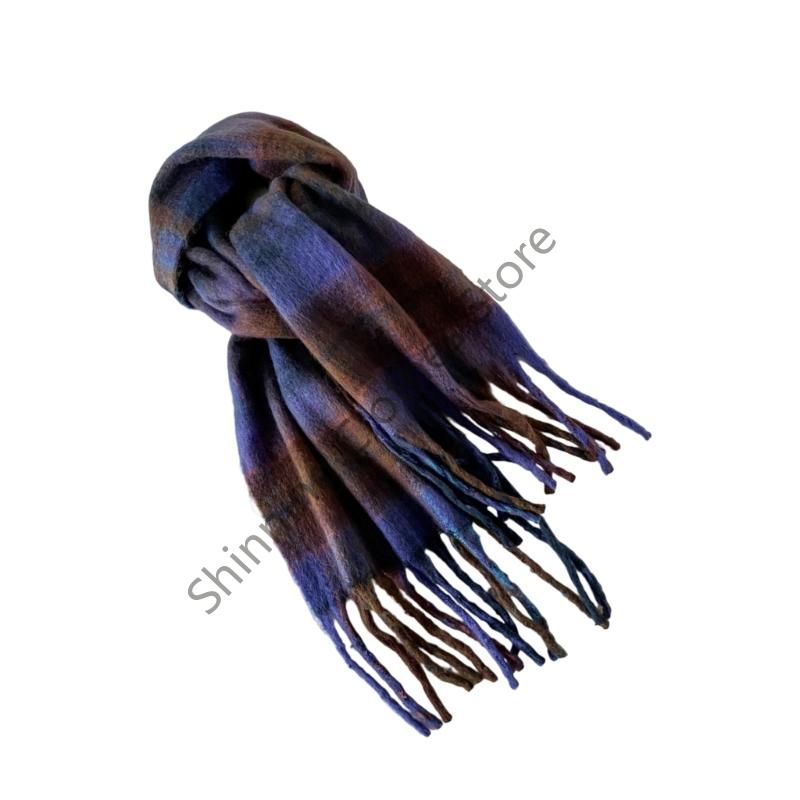 M68A ファッションスカーフソフトモヘアチェック柄ネックス - Men Formal Wear With Scarf のレビューと価格