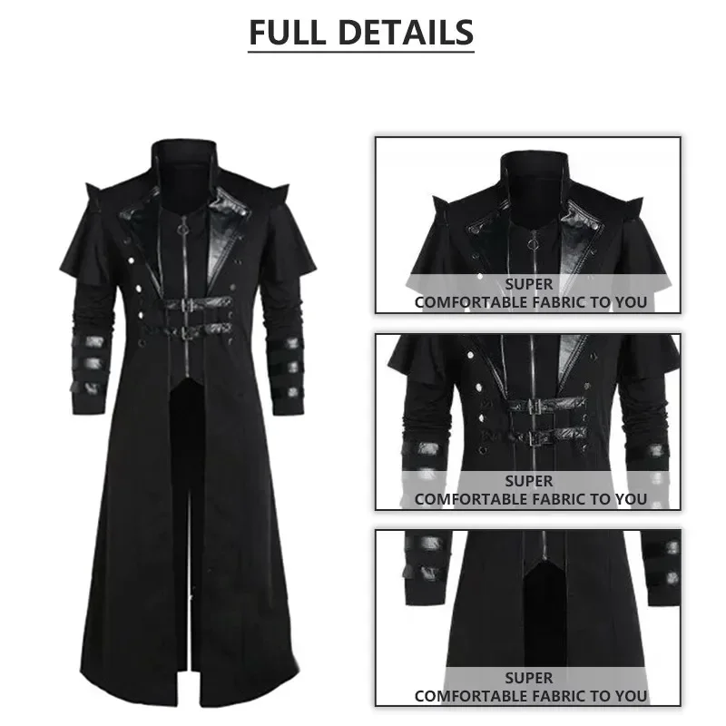 ヴィンテージハロウィン中世スチームパンクエルフ海賊コスチュー - Men Formal Wear Coat のレビューと価格