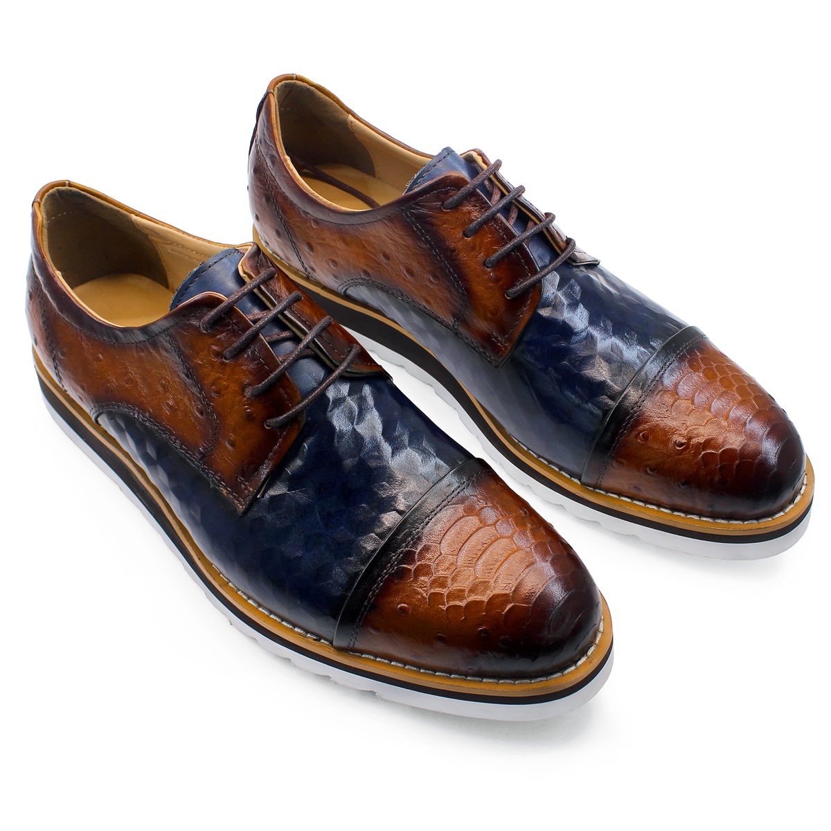 高級メンズ本革ドレススニーカーイタリアンフルグレイン牛革ウィ - Men Formal Wear With Sneakers のレビューと価格