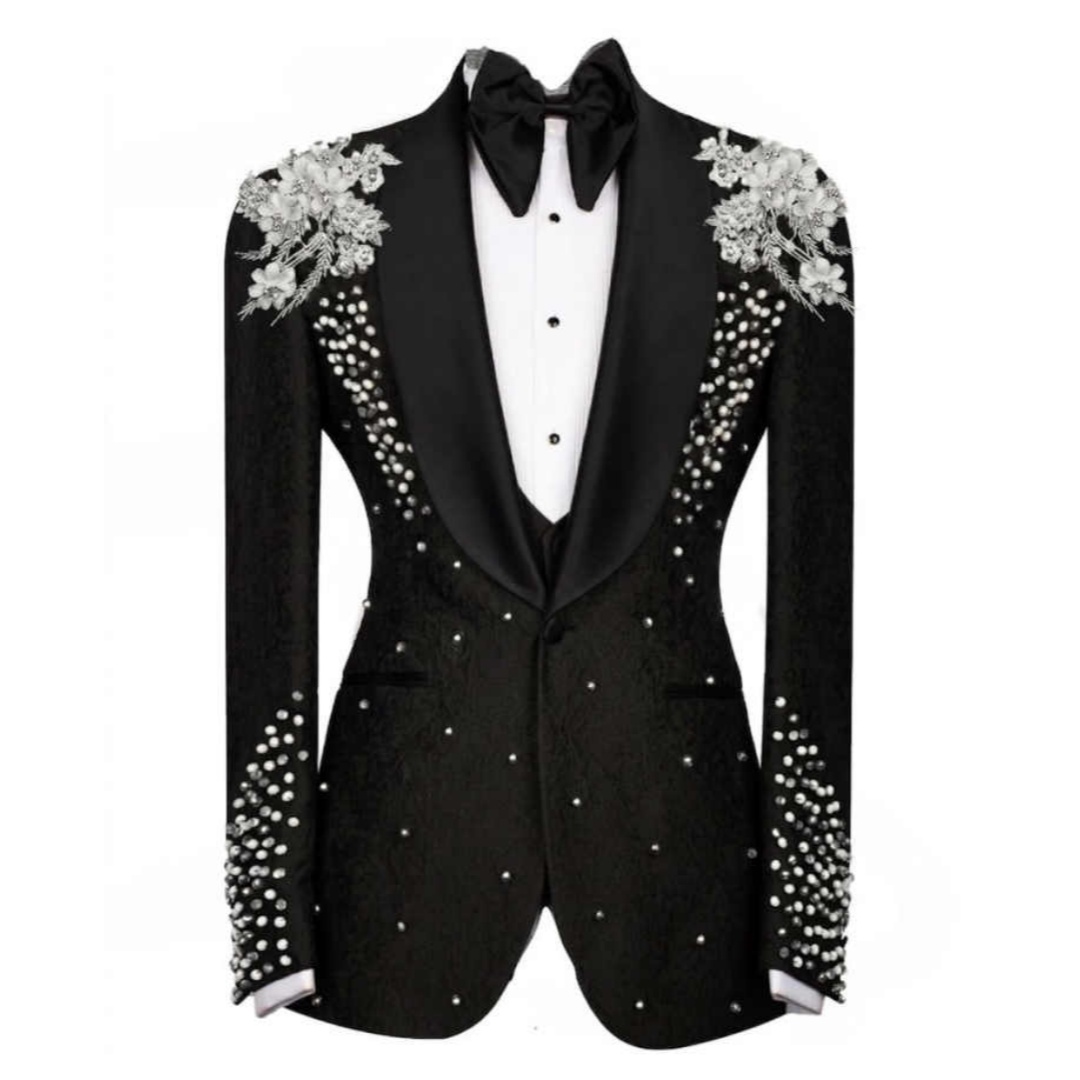 キラキラクリスタルスーツ男性用ショールラペル 1 ボタンプロ - Men'S Formal Dinner Wear のレビューと価格