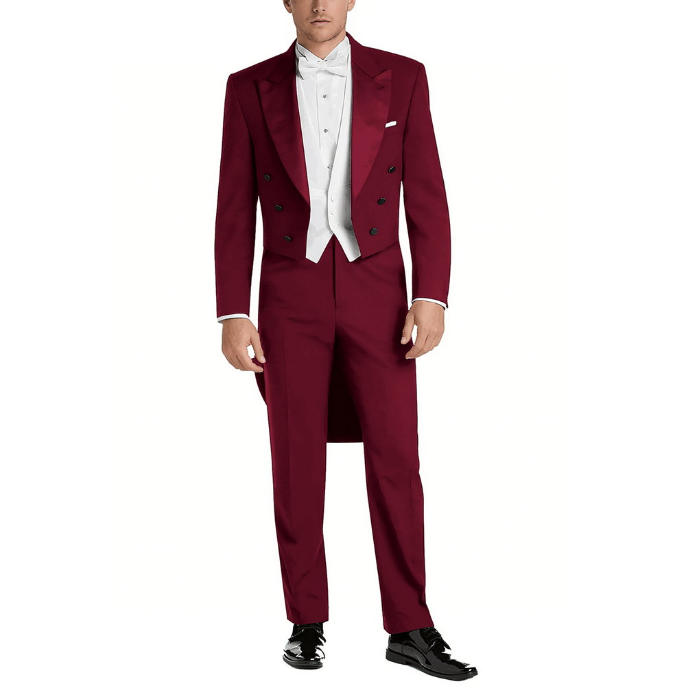 メンズサテンピークラペルスーツセット3ピースエレガントダブル - Elegant Formal Men'S Wear のレビューと価格