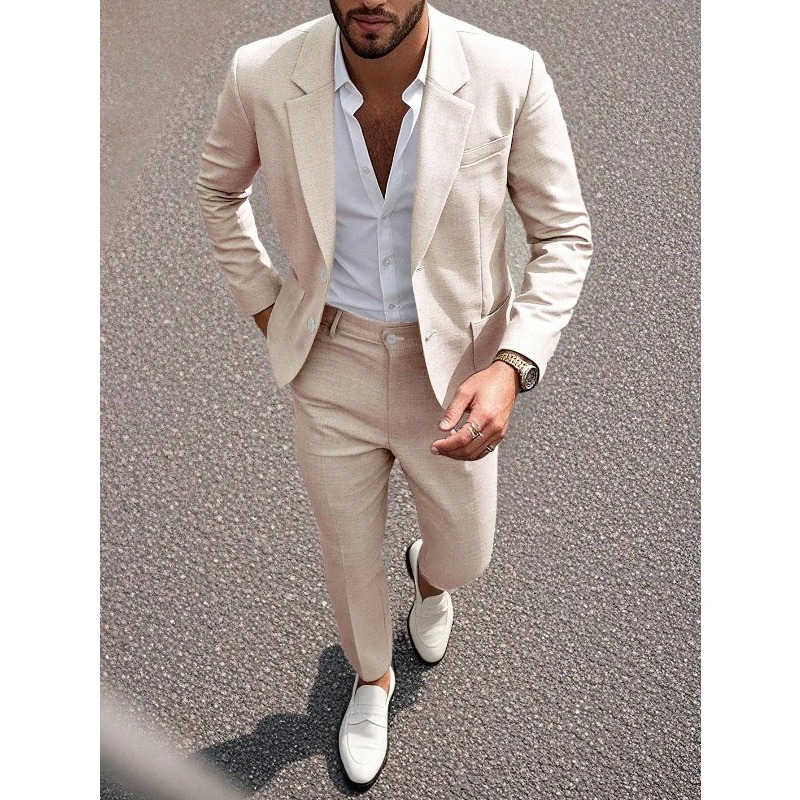 ビジネスマン向け無地スーツ＆パンツセット、スリムフィット、大 - Men'S Formal Dinner Wear のレビューと価格