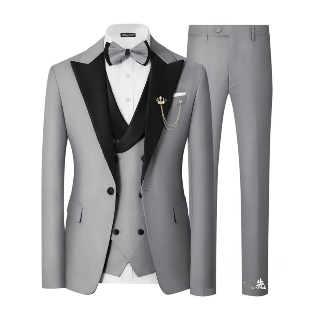 メンズスリムフィット3ピースタキシードスーツセットダブルブレ - Men'S Formal Dinner Wear のレビューと価格