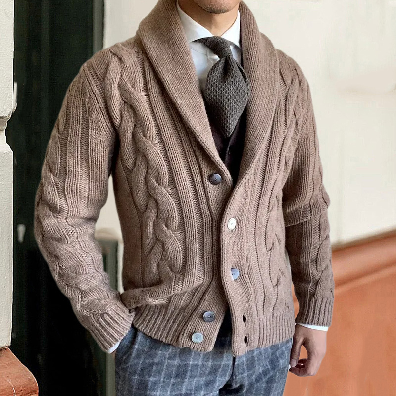 2026 秋冬新作ニットカーディガンメンズラペル長袖ツイスト - Men Formal Wear Coat のレビューと価格