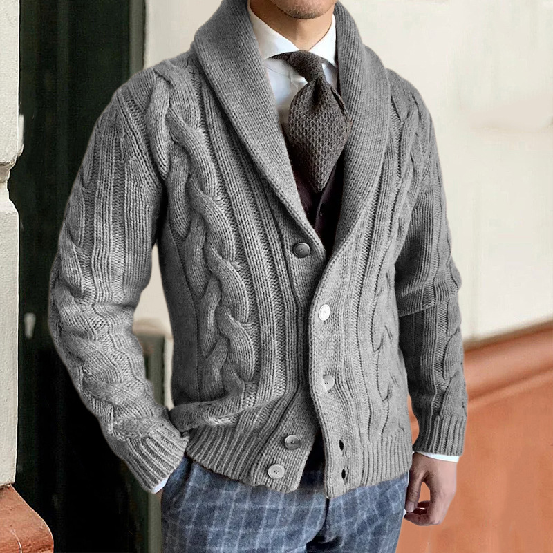 2026 秋冬新作ニットカーディガンメンズラペル長袖ツイスト - Men Formal Wear Coat のレビューと価格