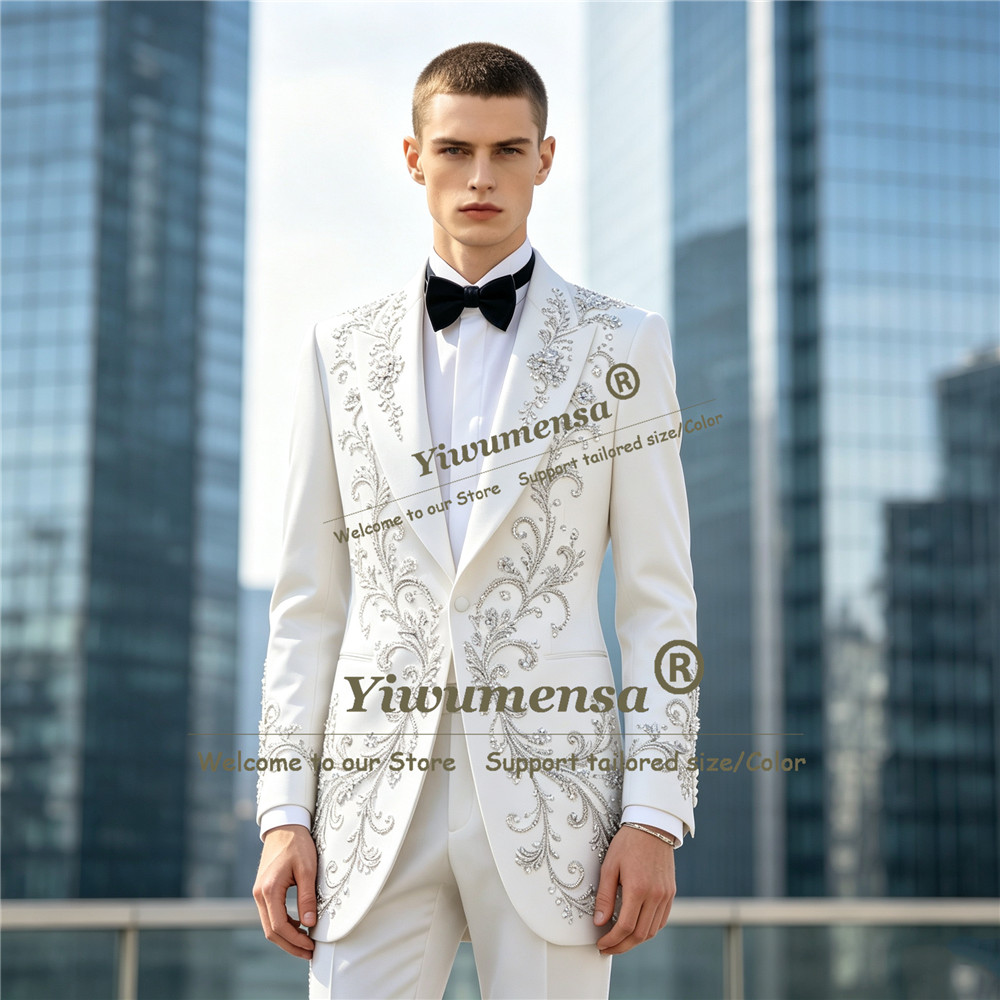 ラグジュアリークリスタルビーズ装飾メンズスーツ 2ピースセッ - Men'S Formal Dinner Wear のレビューと価格