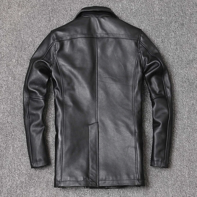 メンズ本革スリムフィットジャケット,ミドル丈ラペルウインドブ - Men Formal Wear Coat のレビューと価格