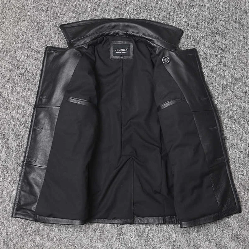 メンズ本革スリムフィットジャケット,ミドル丈ラペルウインドブ - Men Formal Wear Coat のレビューと価格
