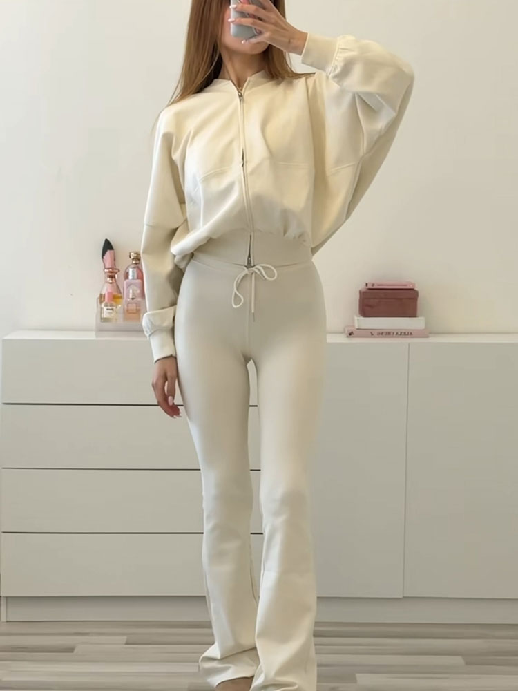 HH 女性エレガントな固体フレアパンツセット長袖ボンバージャ - Men Formal Wear Coat のレビューと価格