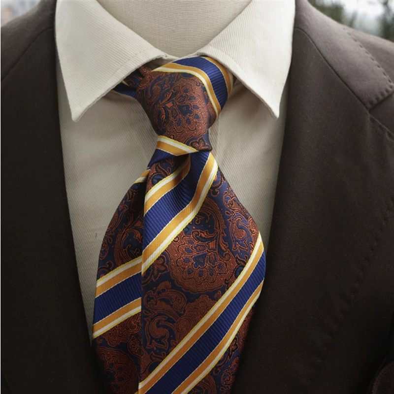 メンズネイビーブラウンのネクタイ,フォーマルなビジネスシルク - Men Formal Wear Brown のレビューと価格