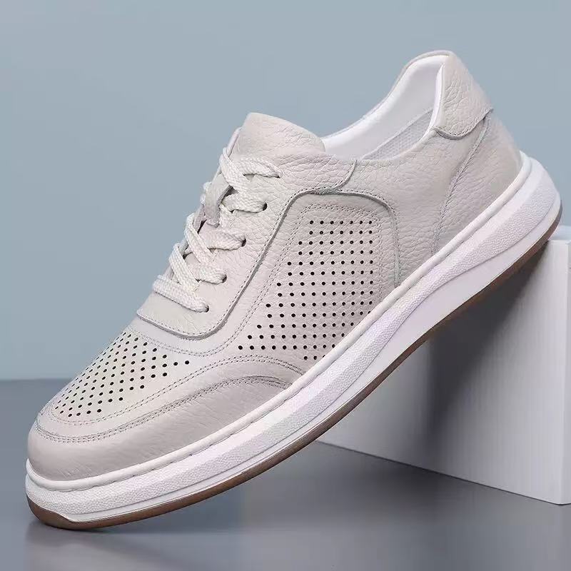 通気性のある白いフラットメンズレースアップ人工皮革ファッショ - Men Formal Wear With Sneakers のレビューと価格