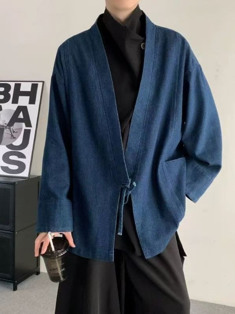 ヴィンテージ和風デニムコート男性女性ユニセックス特大デイリー - Men Formal Wear Coat のレビューと価格