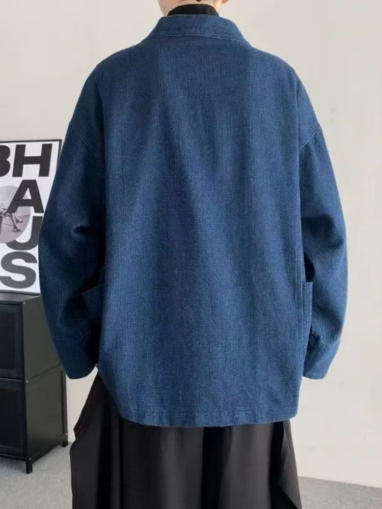 ヴィンテージ和風デニムコート男性女性ユニセックス特大デイリー - Men Formal Wear Coat のレビューと価格