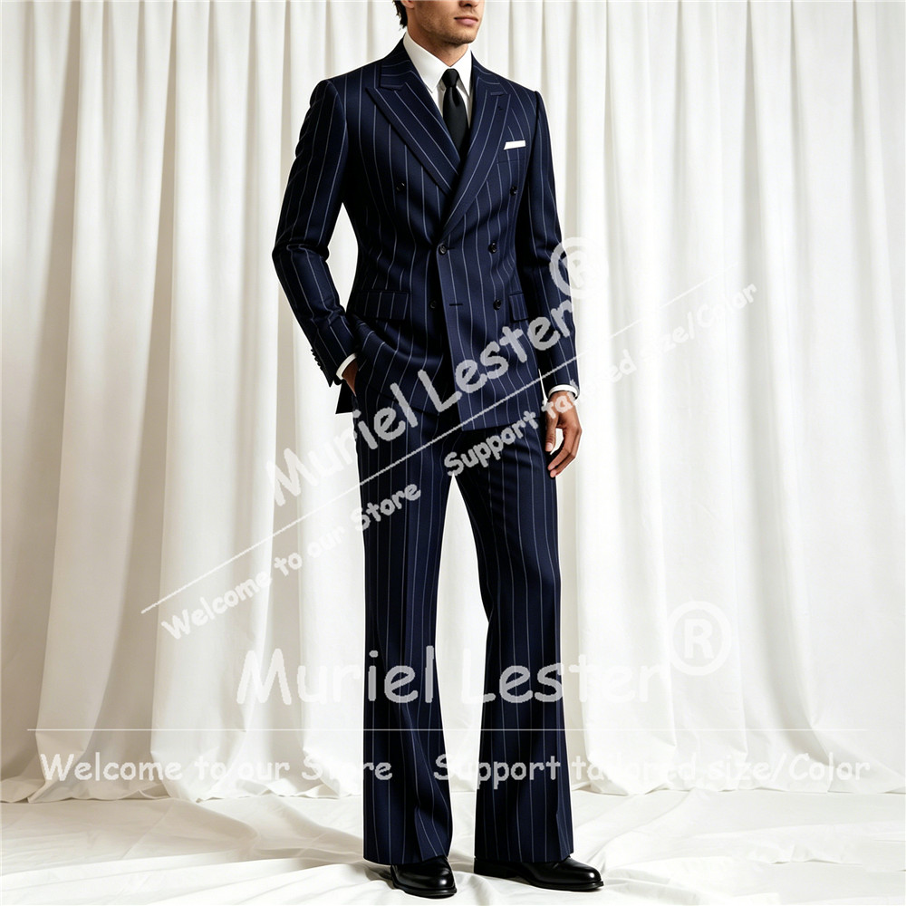エレガントなストライプスーツ メンズ 2ピースセット ダブル - Elegant Formal Men'S Wear のレビューと価格