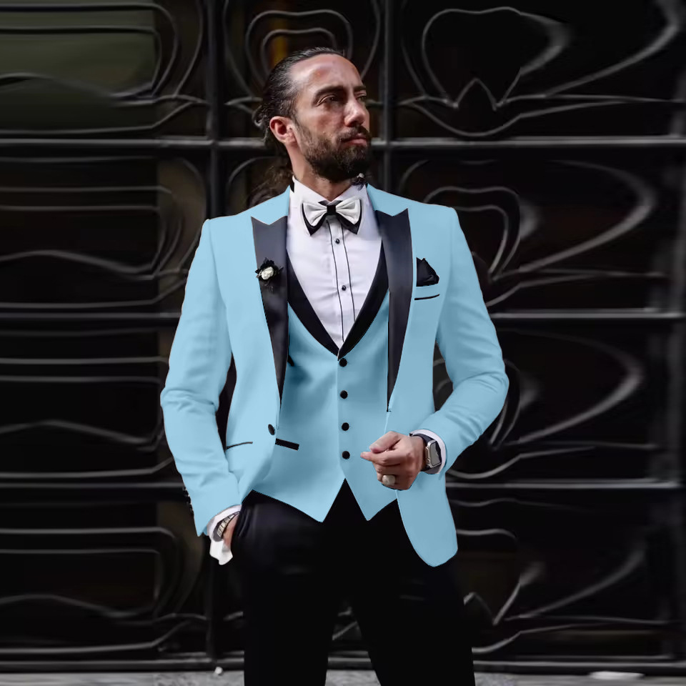 メンズスリムフィット3ピースタキシード、ワンボタンピークドラ - Men'S Formal Dinner Wear のレビューと価格