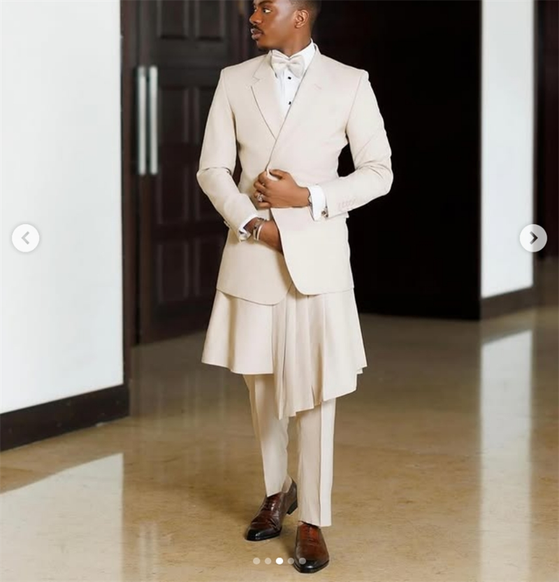 ベージュメンズスーツセット 2ピース ブレザー+パンツ ラッ - Arabic Formal Wear Men のレビューと価格