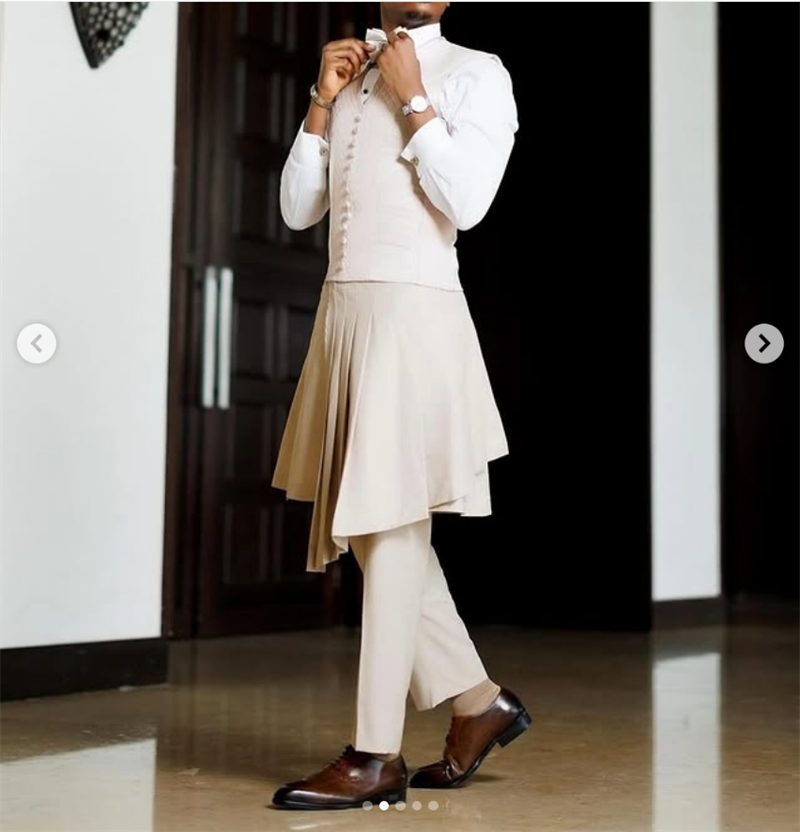 ベージュメンズスーツセット 2ピース ブレザー+パンツ ラッ - Arabic Formal Wear Men のレビューと価格