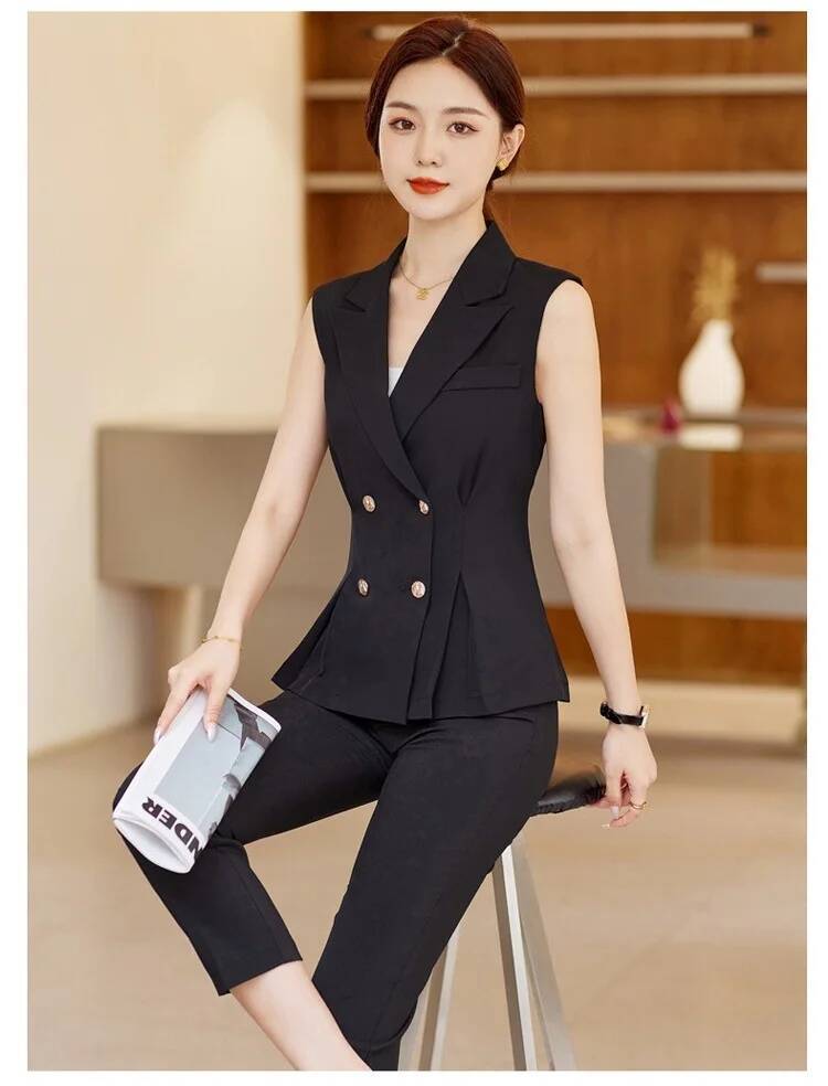 女性用エレガントなパンツスーツ、2ピースセットのパンツとベス - Elegant Formal Men'S Wear のレビューと価格