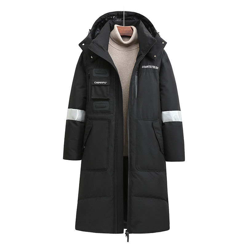 メンズ冬用フード付きロングダウンジャケット、カップル向けダッ - Men Formal Wear Coat のレビューと価格