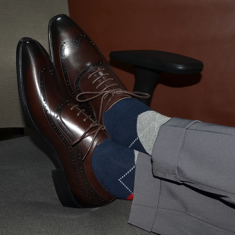 高級メンズウィングチップオックスフォードドレスシューズ本革ブ - Men Formal Wear Brown のレビューと価格